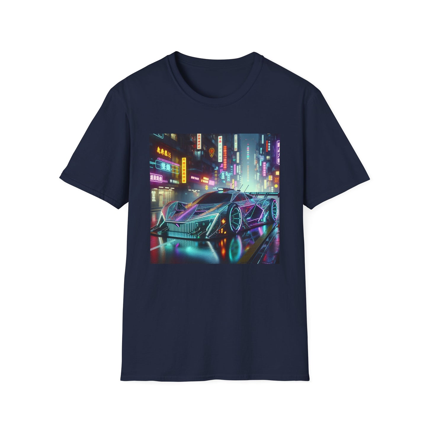 Cyberpunk Neon Streetcar Unisex Softstyle T-Shirt