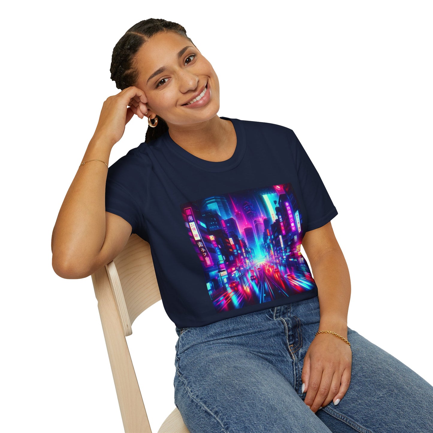 Cyber City Neon Lights Unisex Softstyle T-Shirt