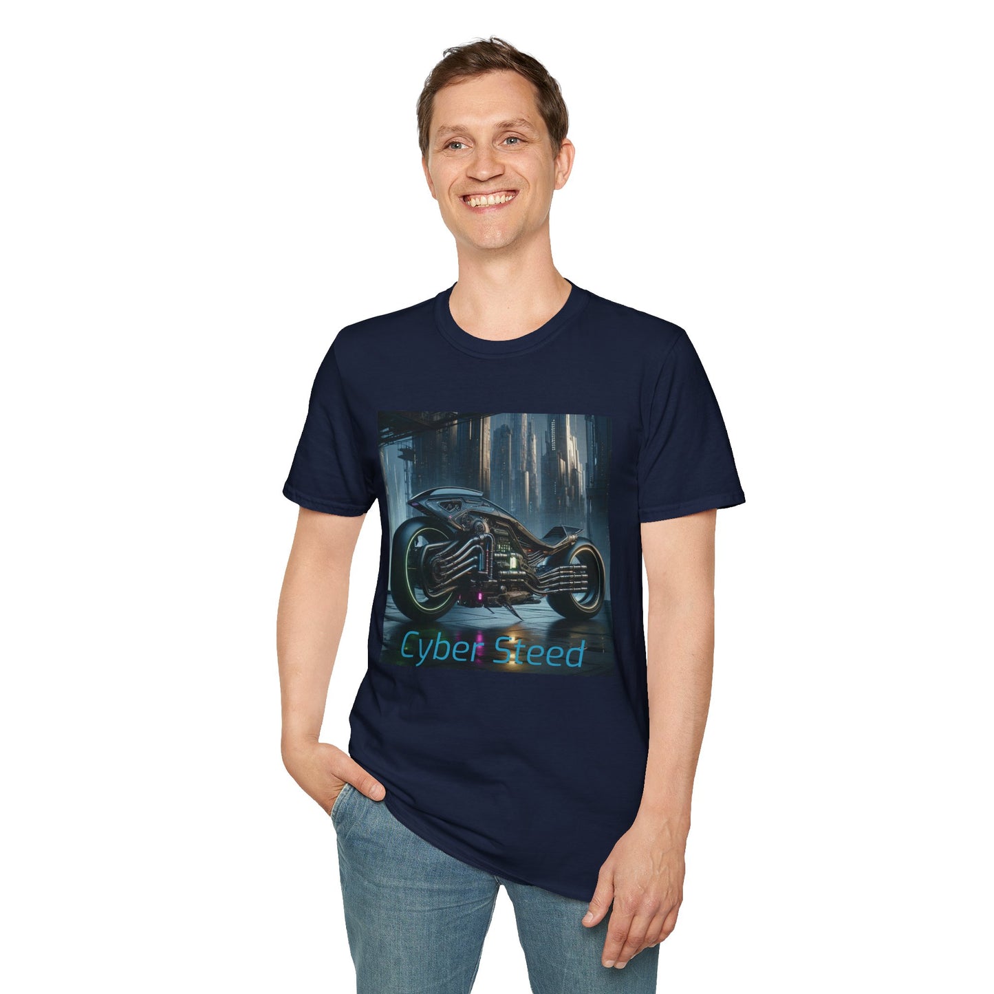 Cyber Steed motorbike Unisex Softstyle T-Shirt