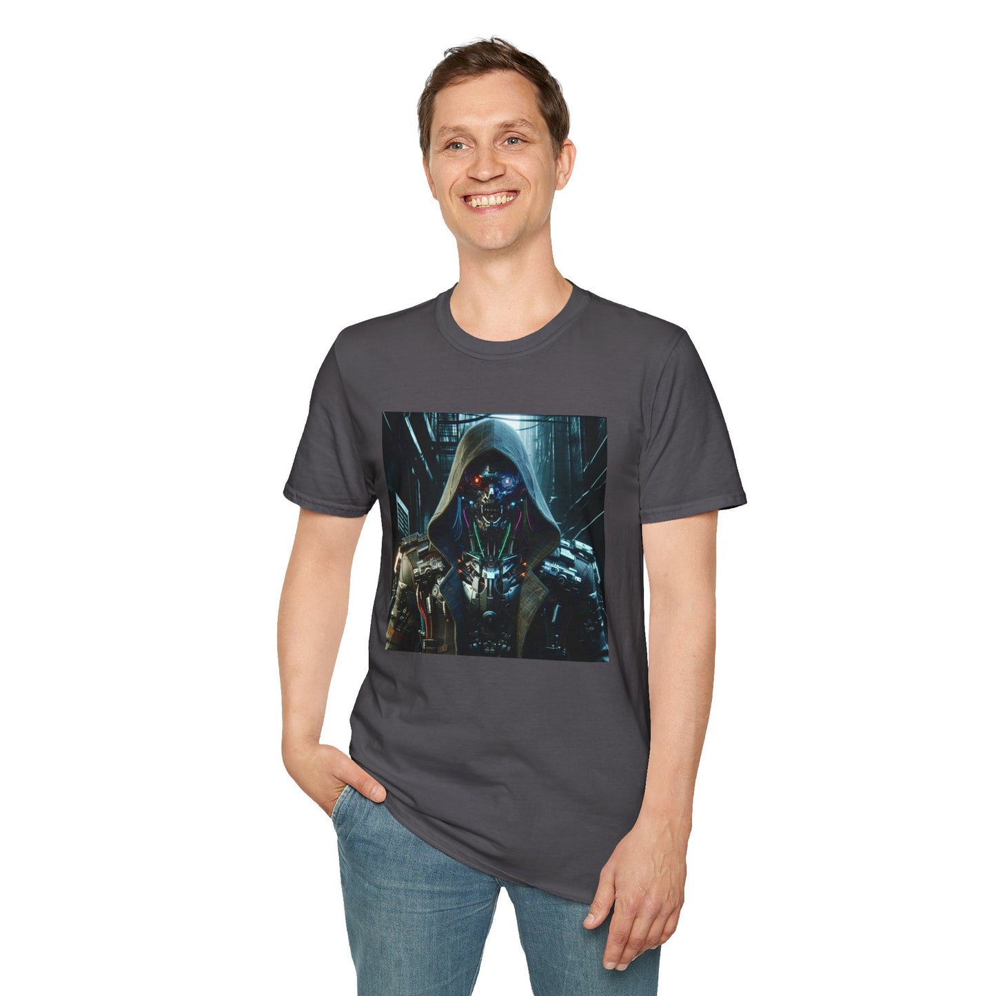 Cyberpunk Hunter with Hood Unisex Softstyle T-Shirt