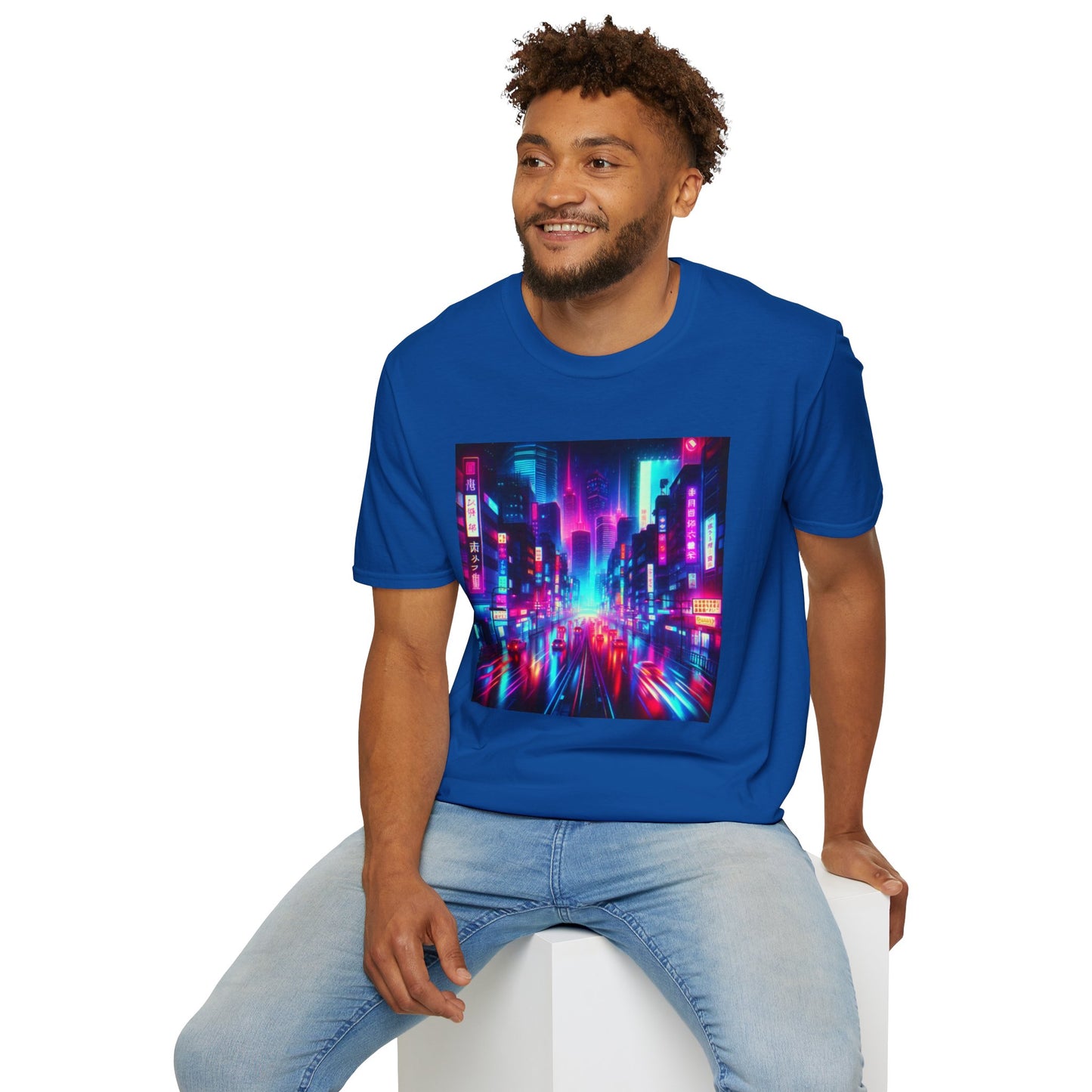 Cyber City Neon Lights Unisex Softstyle T-Shirt