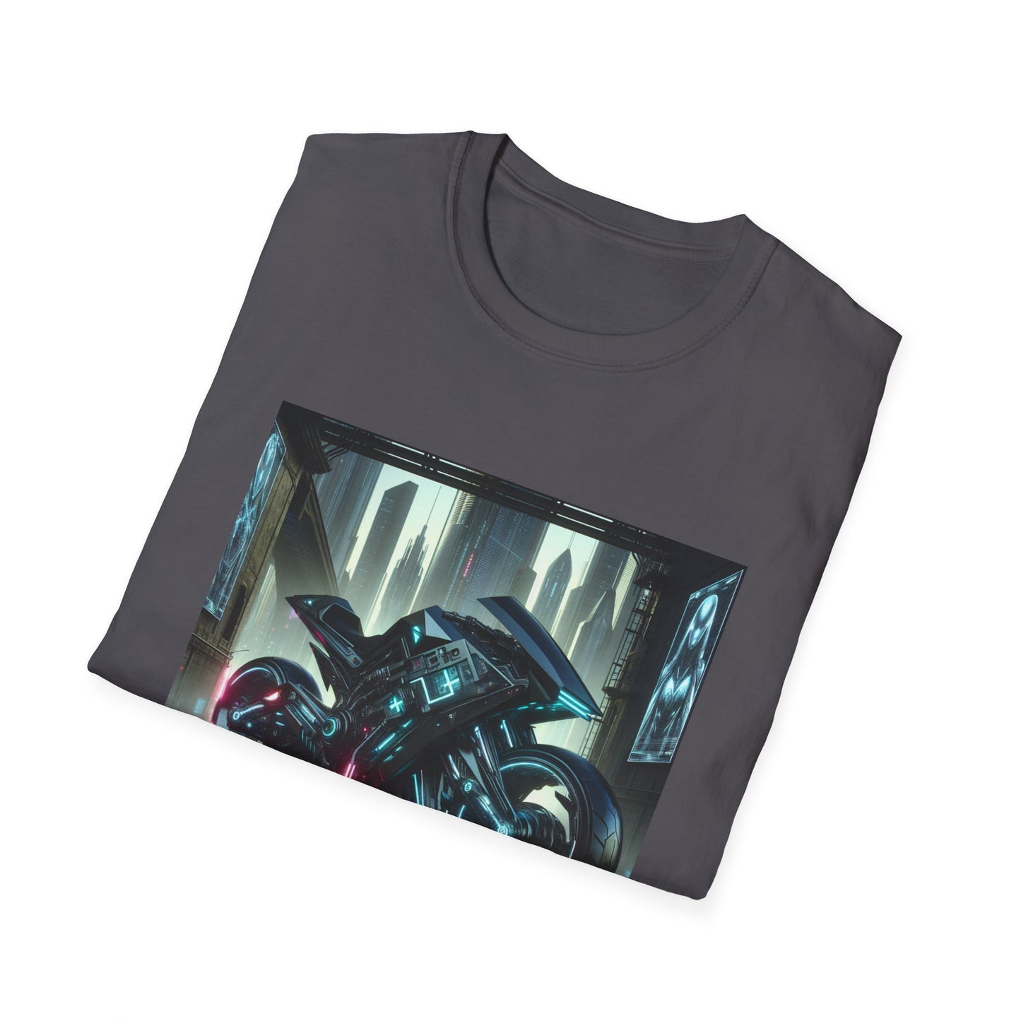 Neon Cyberpunk Motorbike Unisex Softstyle T-Shirt