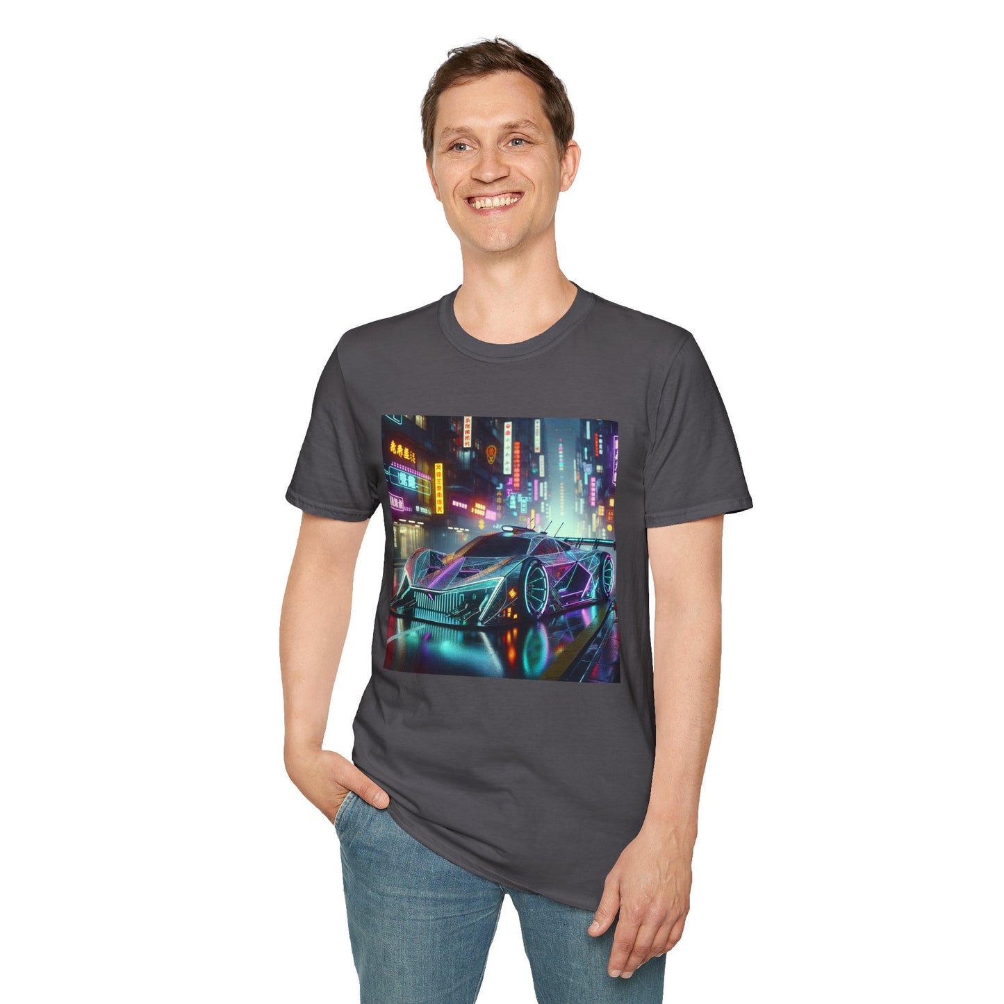 Cyberpunk Neon Streetcar Unisex Softstyle T-Shirt