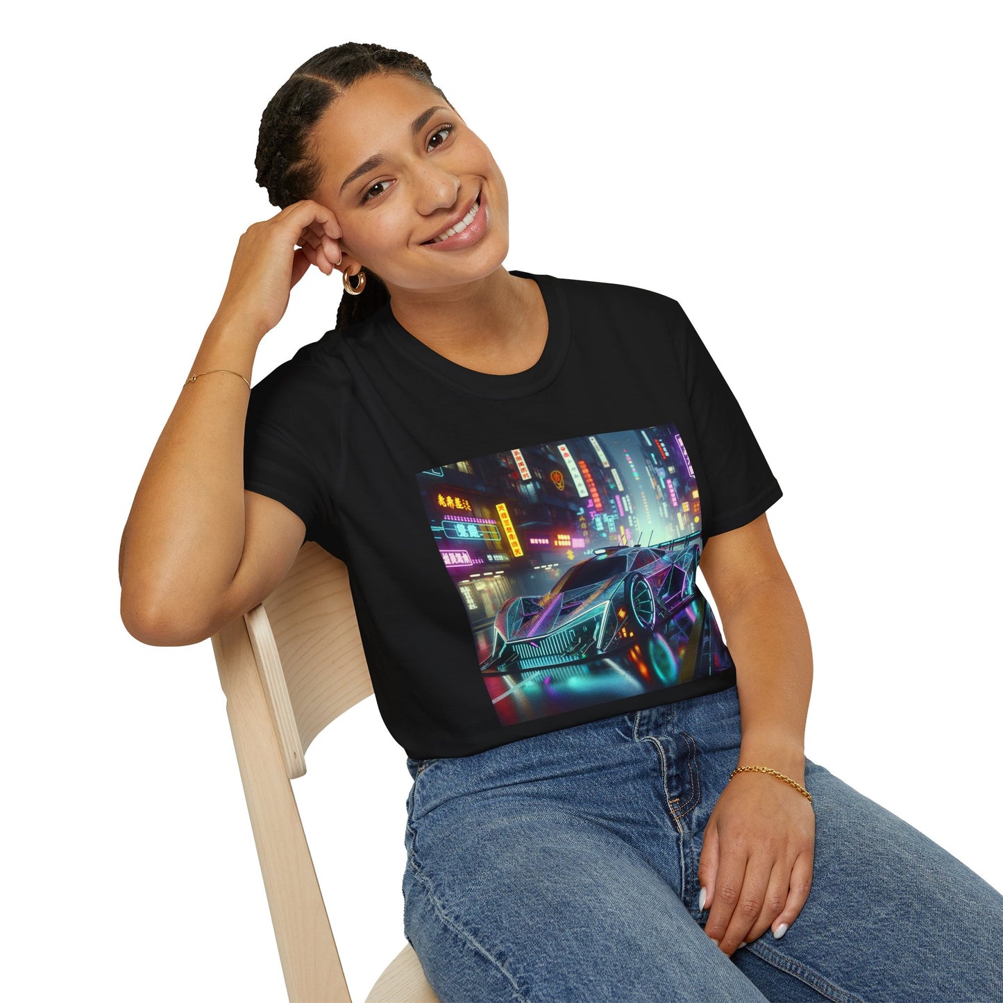 Cyberpunk Neon Streetcar Unisex Softstyle T-Shirt