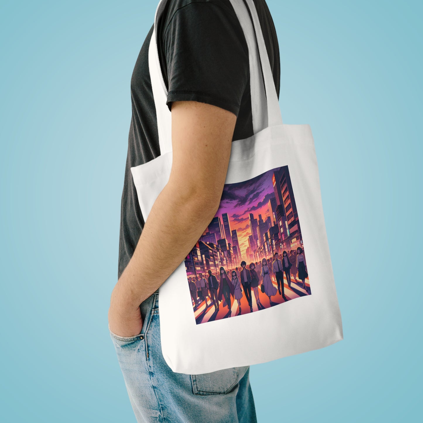 Anime City Streets Cotton Tote Bag