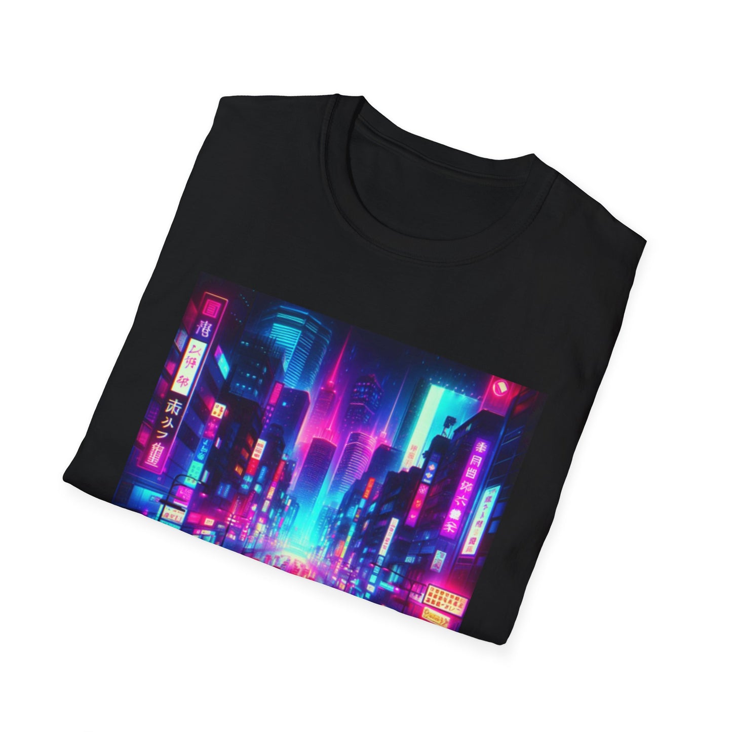 Cyber City Neon Lights Unisex Softstyle T-Shirt