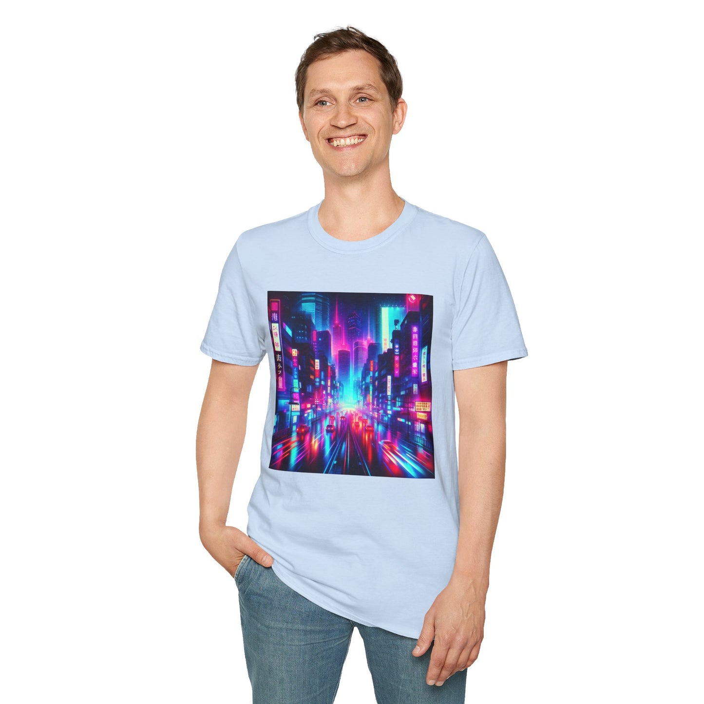 Cyber City Neon Lights Unisex Softstyle T-Shirt