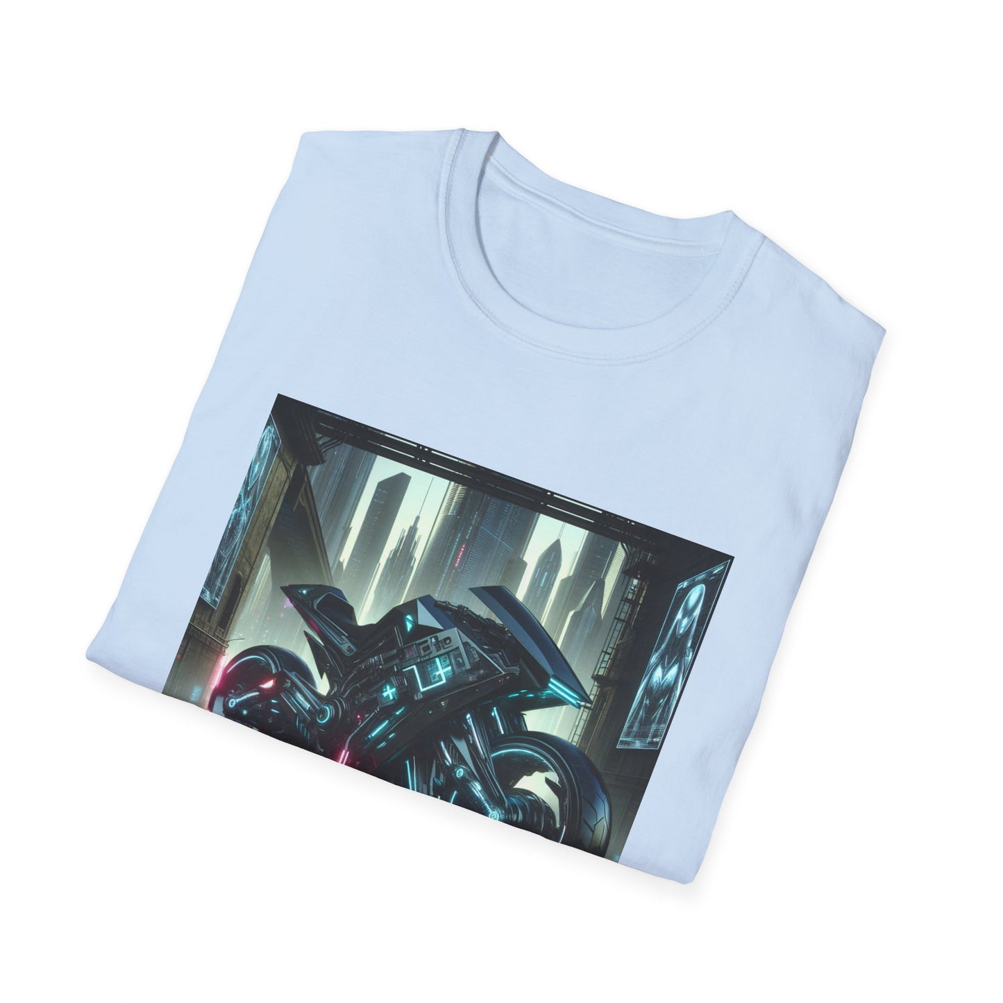 Neon Cyberpunk Motorbike Unisex Softstyle T-Shirt