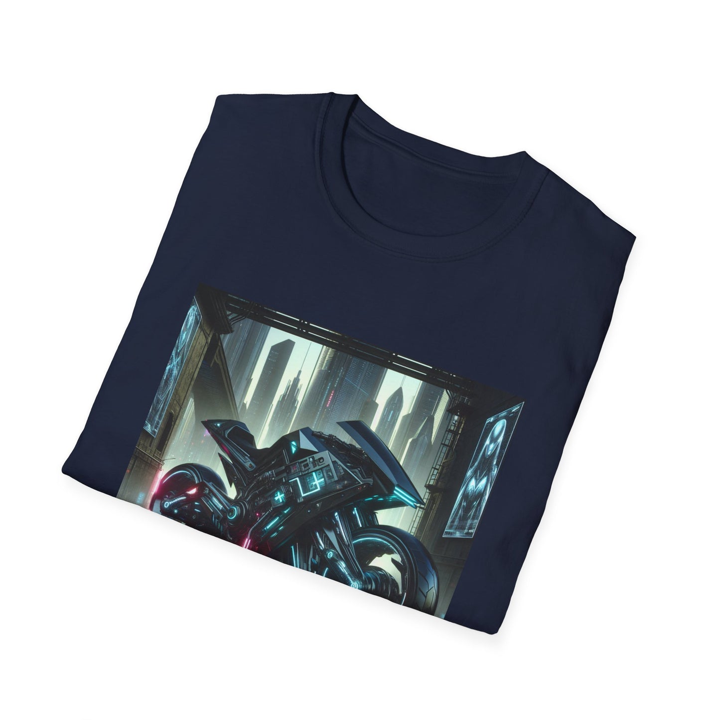 Neon Cyberpunk Motorbike Unisex Softstyle T-Shirt