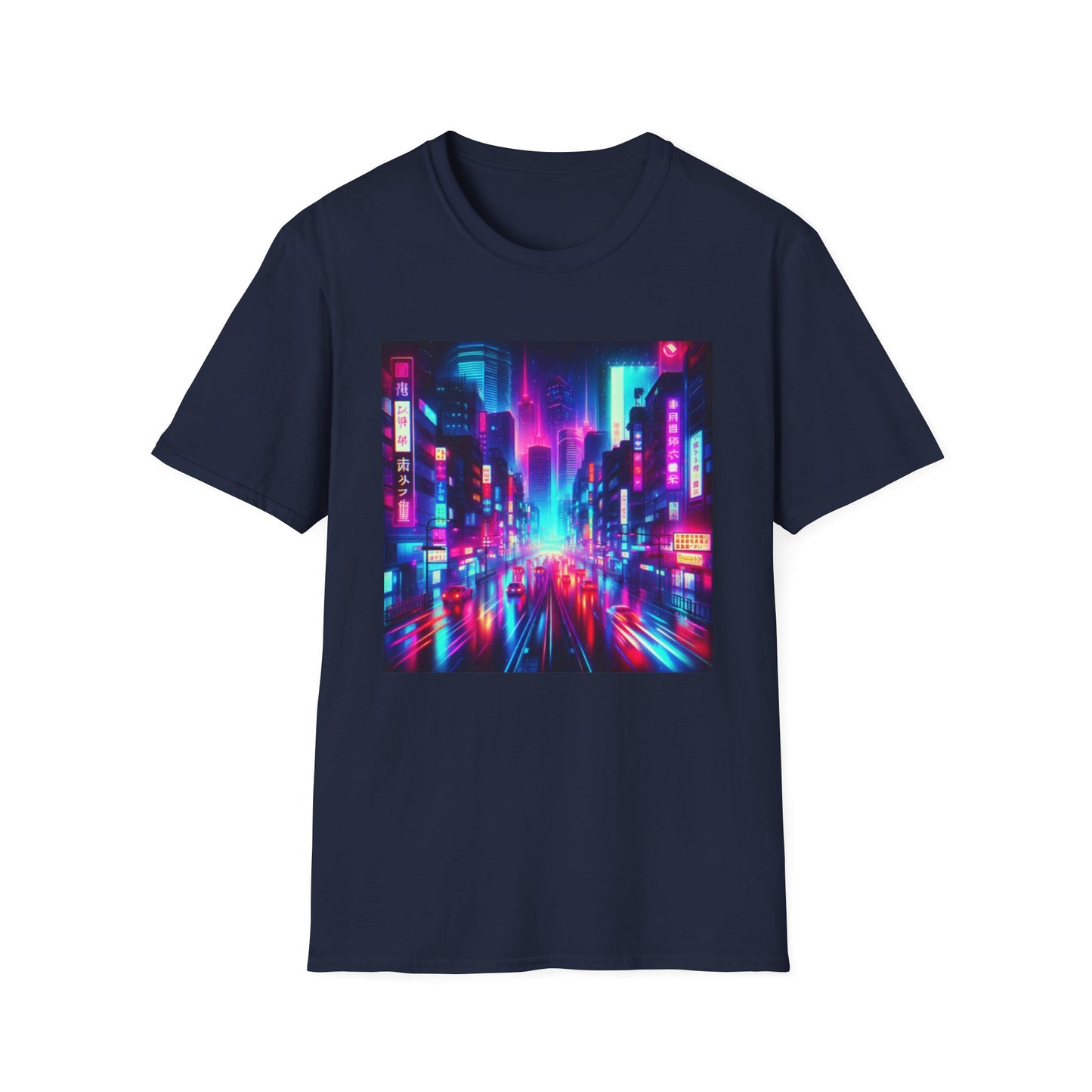 Cyber City Neon Lights Unisex Softstyle T-Shirt