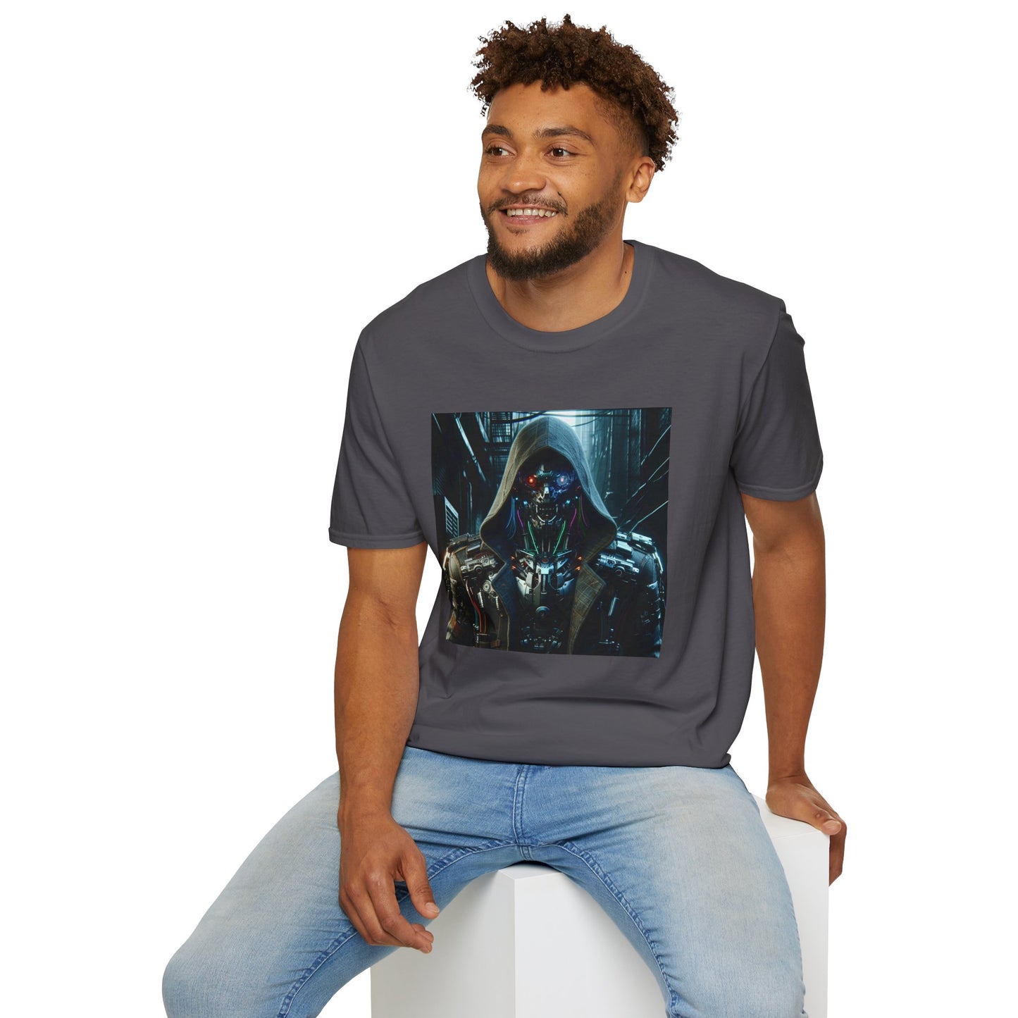 Cyberpunk Hunter with Hood Unisex Softstyle T-Shirt