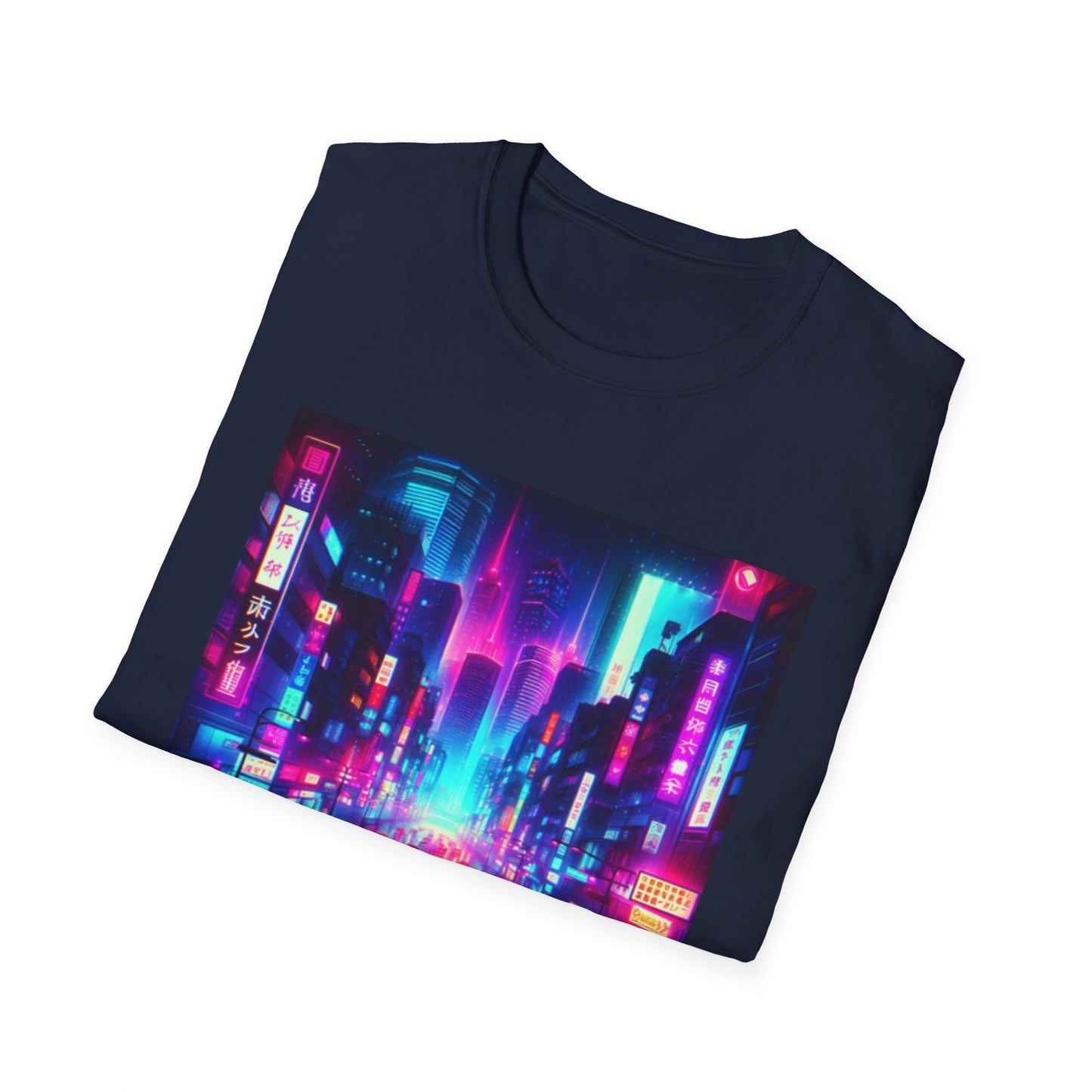 Cyber City Neon Lights Unisex Softstyle T-Shirt