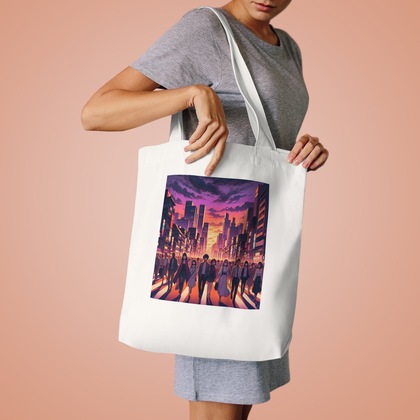 Anime City Streets Cotton Tote Bag