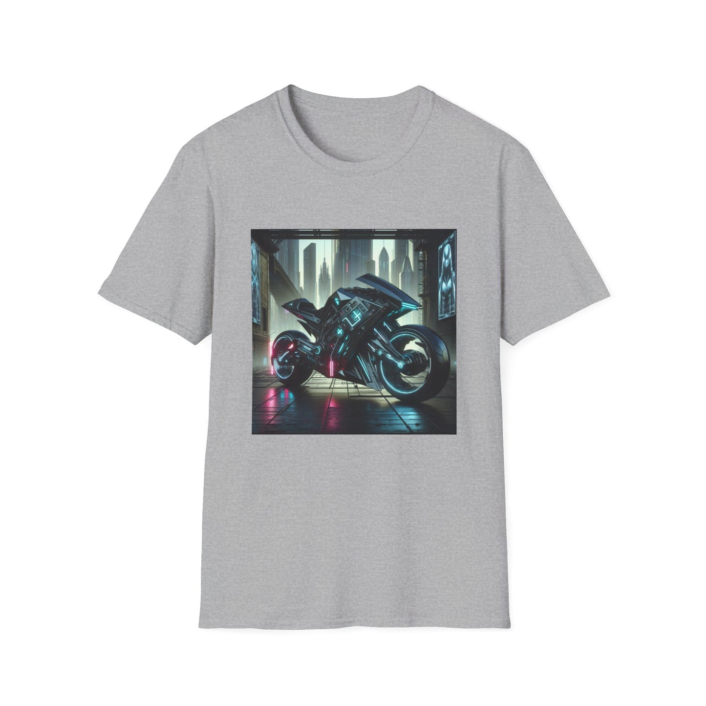 Neon Cyberpunk Motorbike Unisex Softstyle T-Shirt