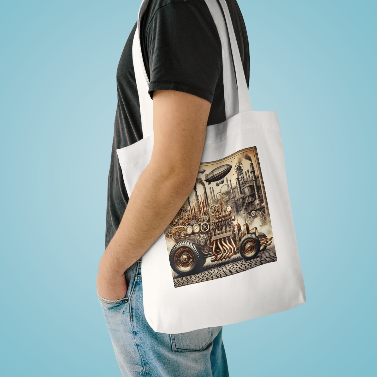 Steampunk Hotrod Cotton Tote Bag