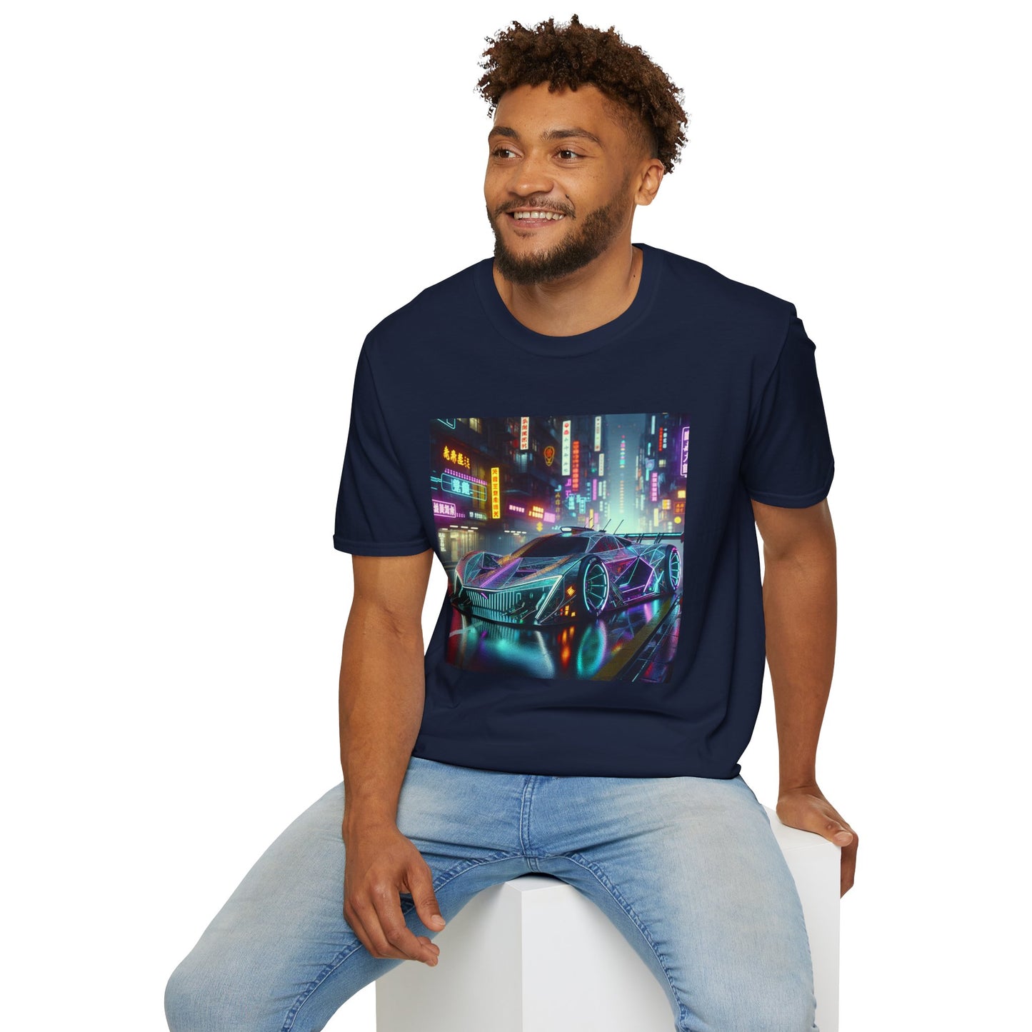 Cyberpunk Neon Streetcar Unisex Softstyle T-Shirt