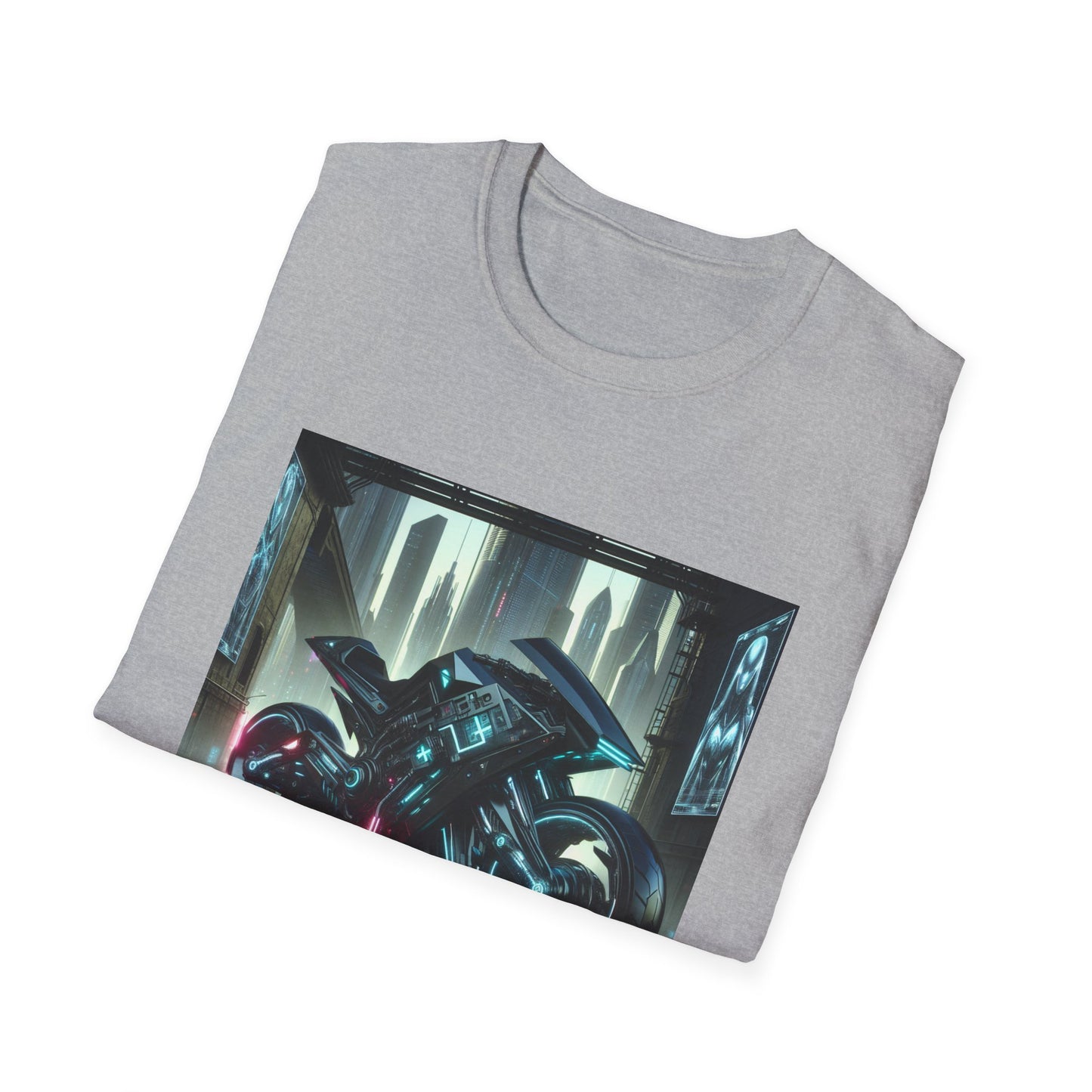 Neon Cyberpunk Motorbike Unisex Softstyle T-Shirt