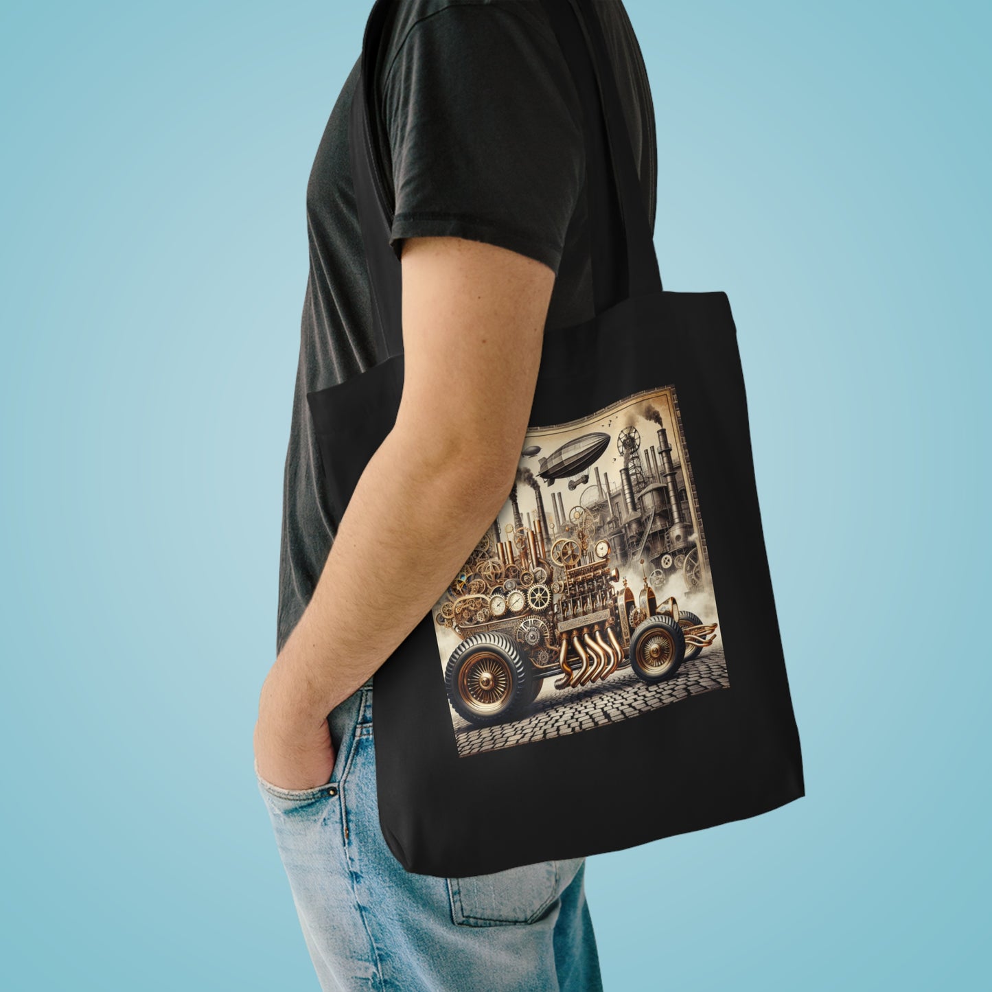 Steampunk Hotrod Cotton Tote Bag