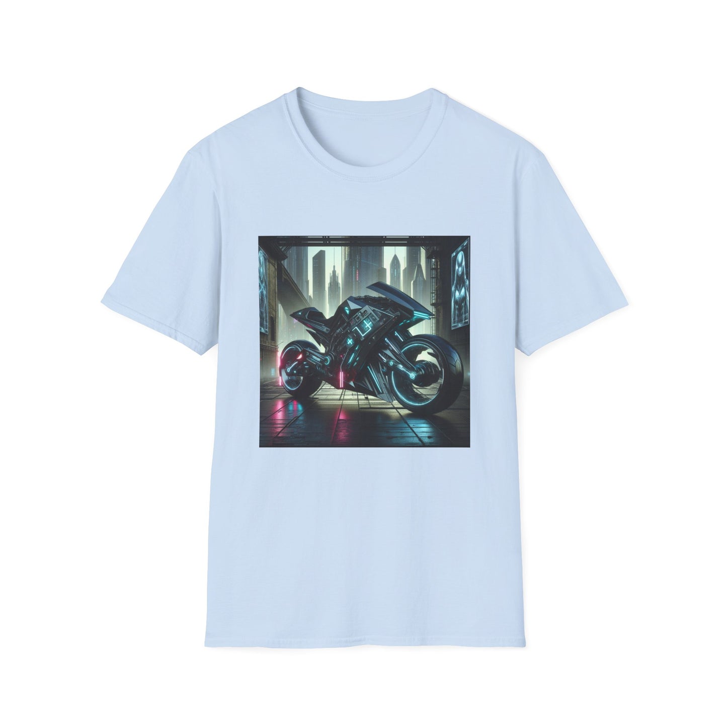 Neon Cyberpunk Motorbike Unisex Softstyle T-Shirt