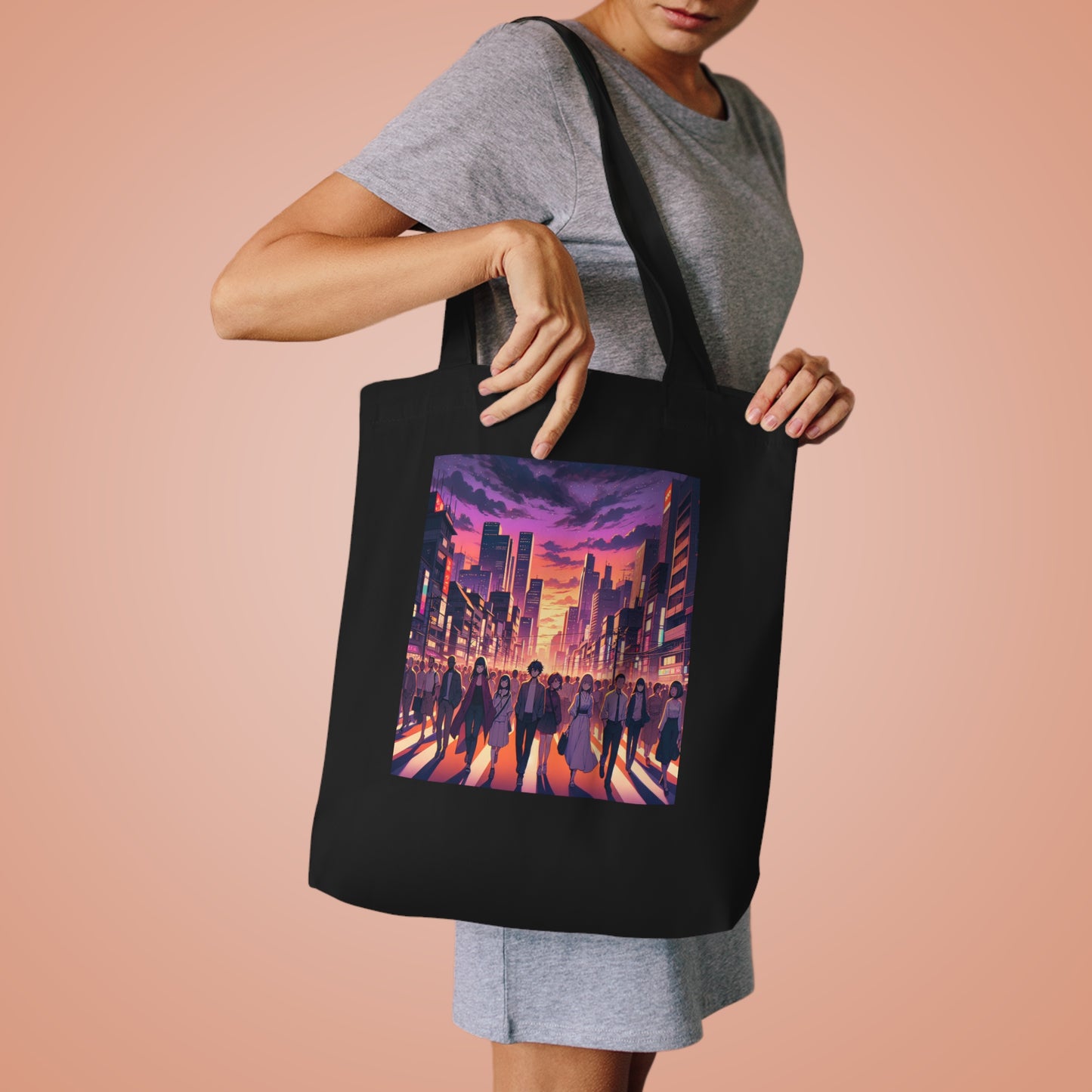 Anime City Streets Cotton Tote Bag