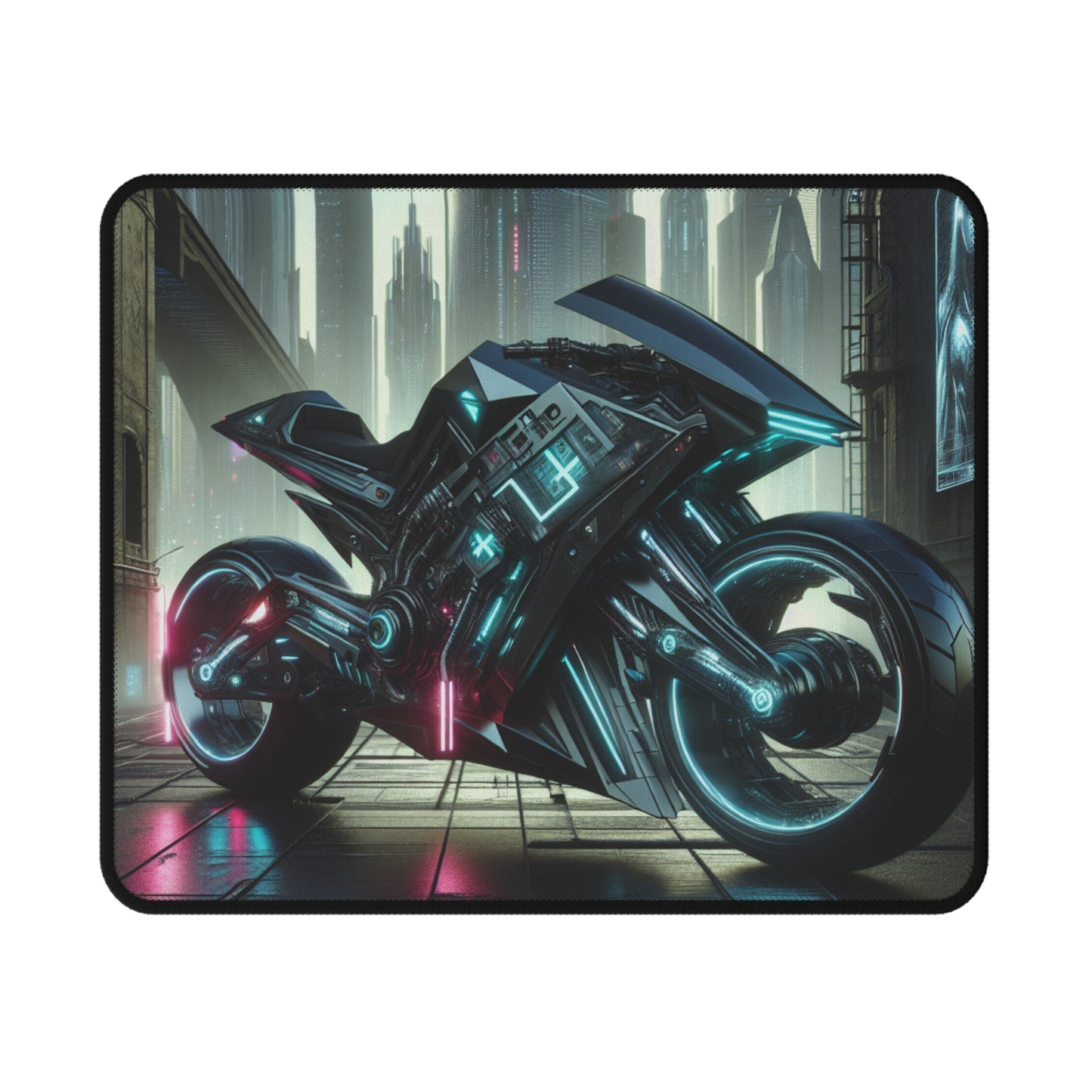 Neon Cyberpunk Motorbike Non-Slip Gaming Mouse Pad